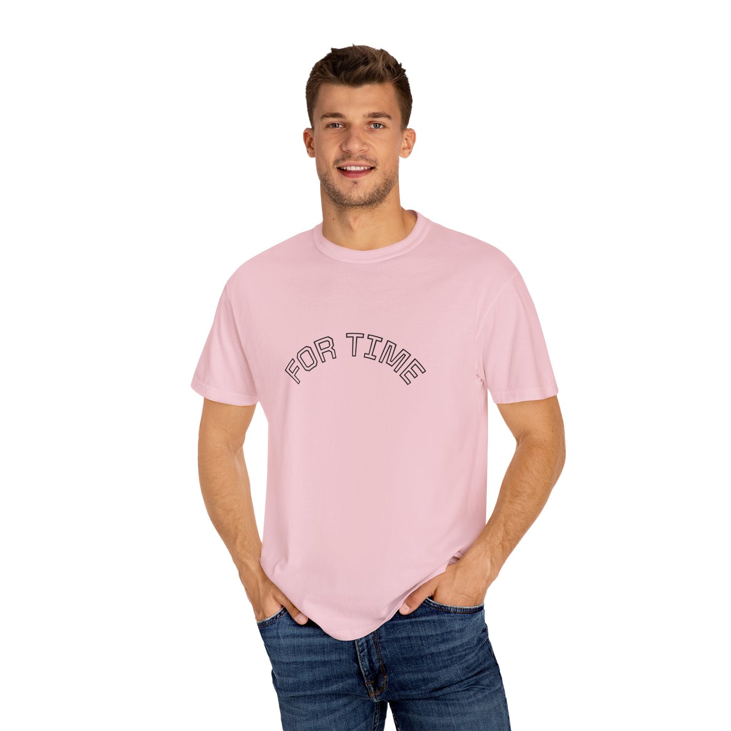 Unisex Garment-Dyed T-Shirt with 'FOR TIME' Print, Casual Tee, Everyday Wear, Gift for Friends, Relaxed Style
