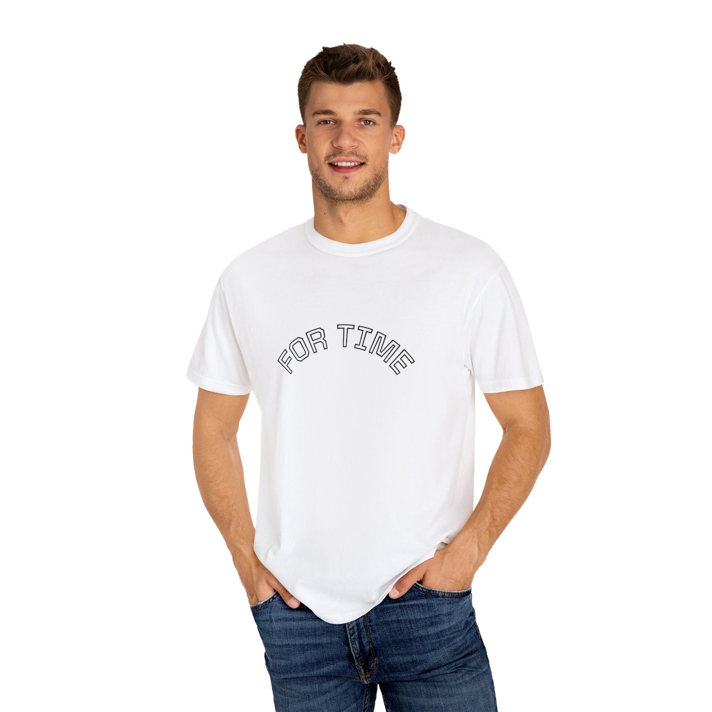 Unisex Garment-Dyed T-Shirt with 'FOR TIME' Print, Casual Tee, Everyday Wear, Gift for Friends, Relaxed Style