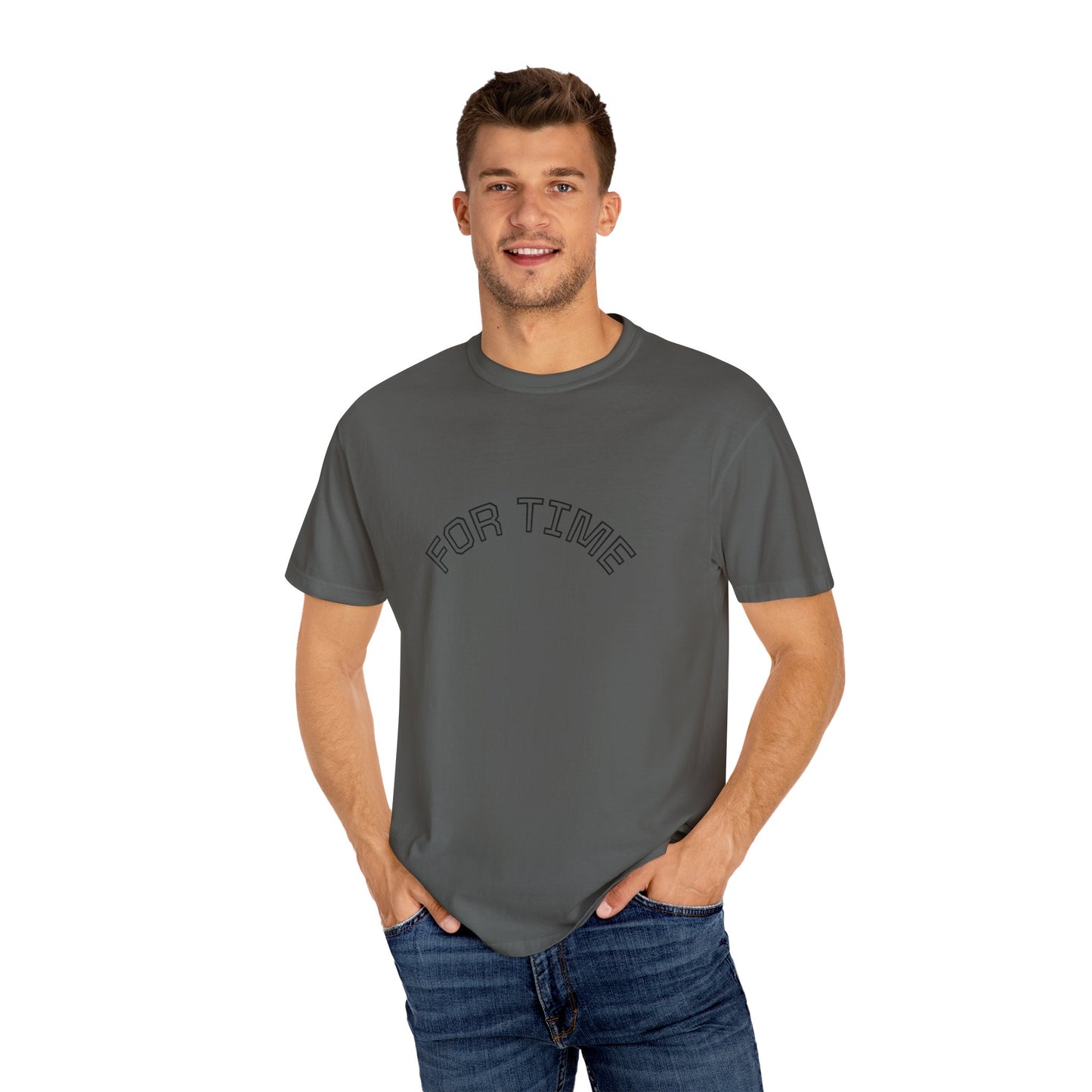 Unisex Garment-Dyed T-Shirt with 'FOR TIME' Print, Casual Tee, Everyday Wear, Gift for Friends, Relaxed Style